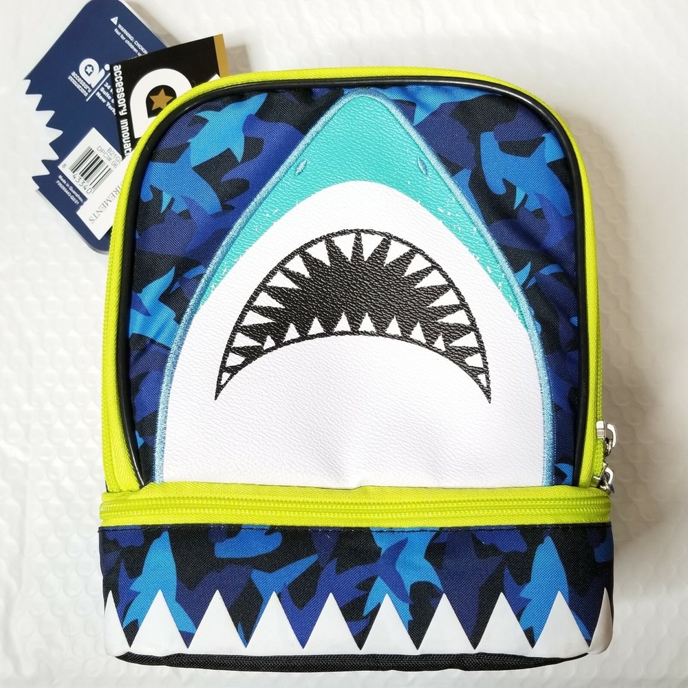 Kids Shark Camo Lunch Bag‎ Insulated Double Compartment
